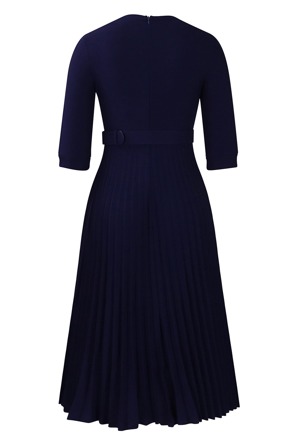 Pleated A-Line Blazer Midi Dress with Belt