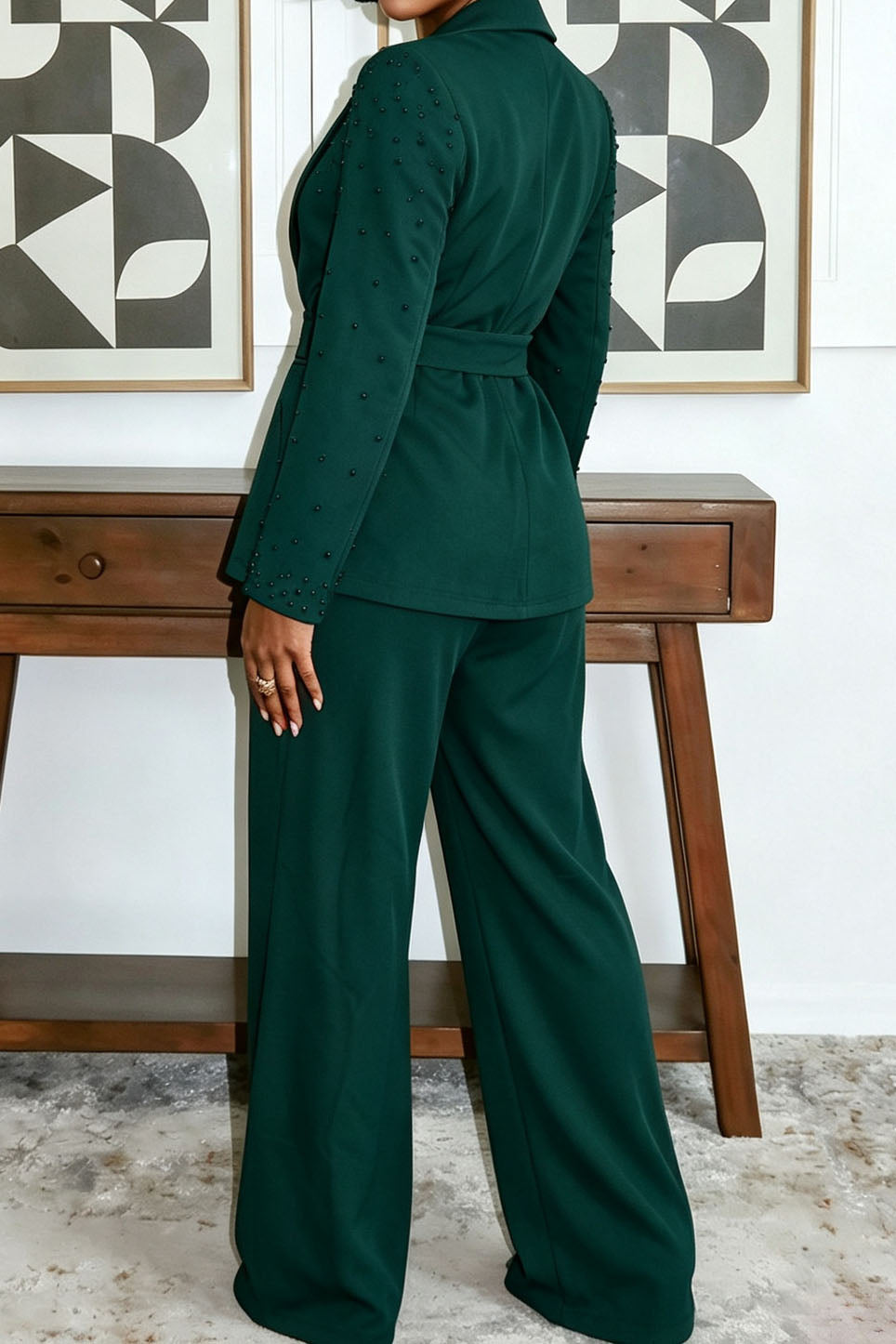 Pearl Embellished Wrap Suit Set