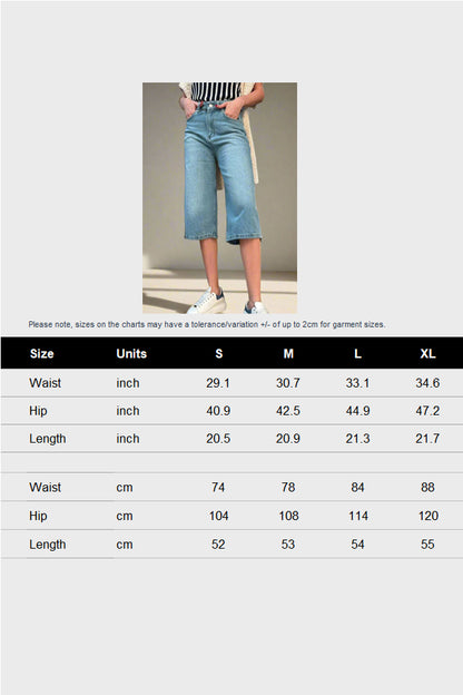 High Waist Denim Shorts with Pockets