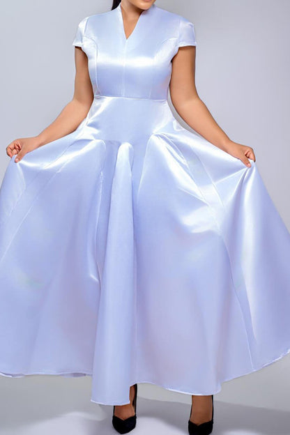 Pleated Cap Sleeve Maxi Dress