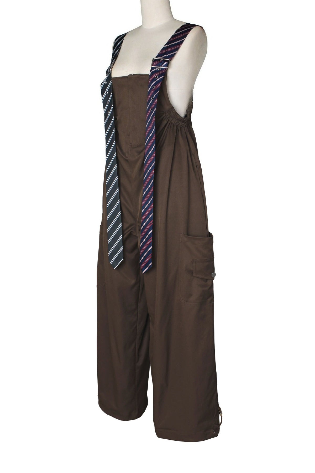 Wide-Leg Cargo Overalls with Buckle Straps
