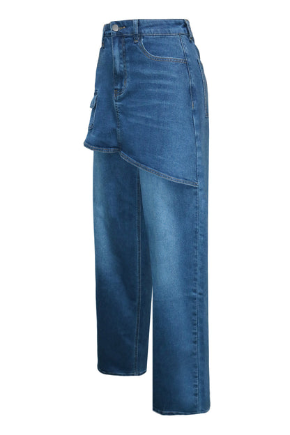 Skirt Overlay Wide Leg Baggy Jeans