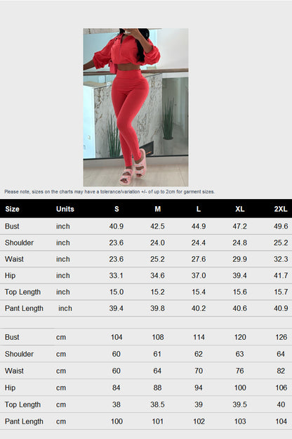 Zip-Up Crop Top Leggings Set