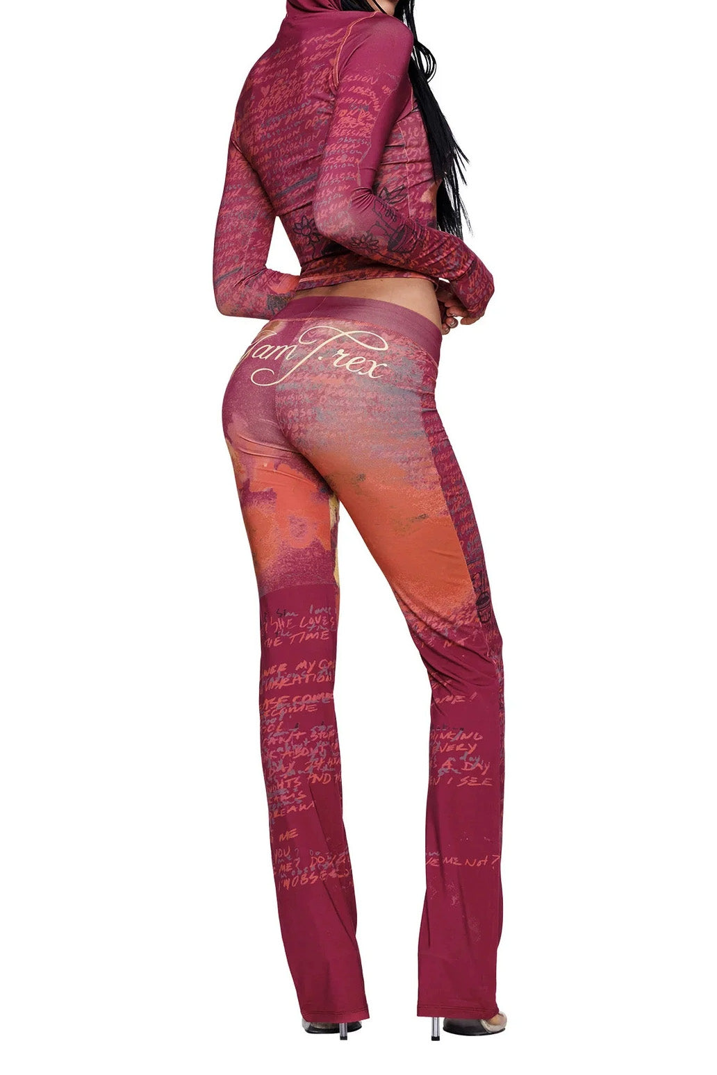 Printed Zip Hoodie & Flared Pant Set