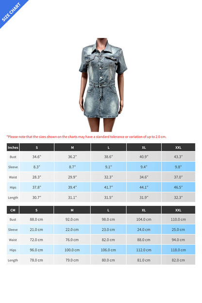 Short Sleeve Denim Mini Dress