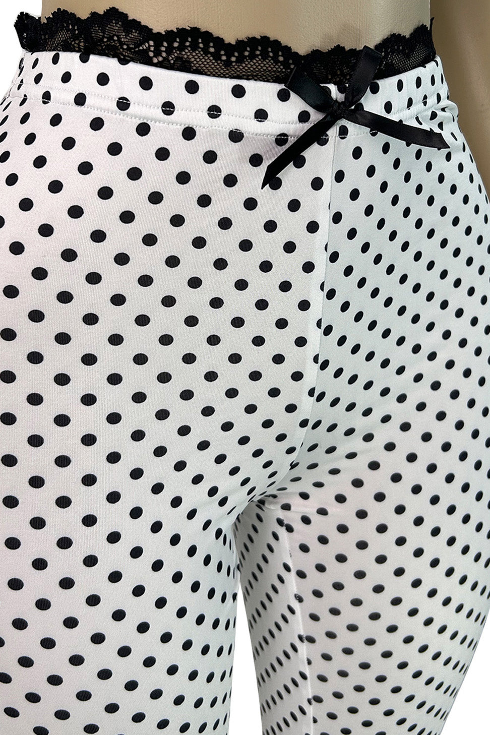 Polka Dot Lace Trim Capri Leggings