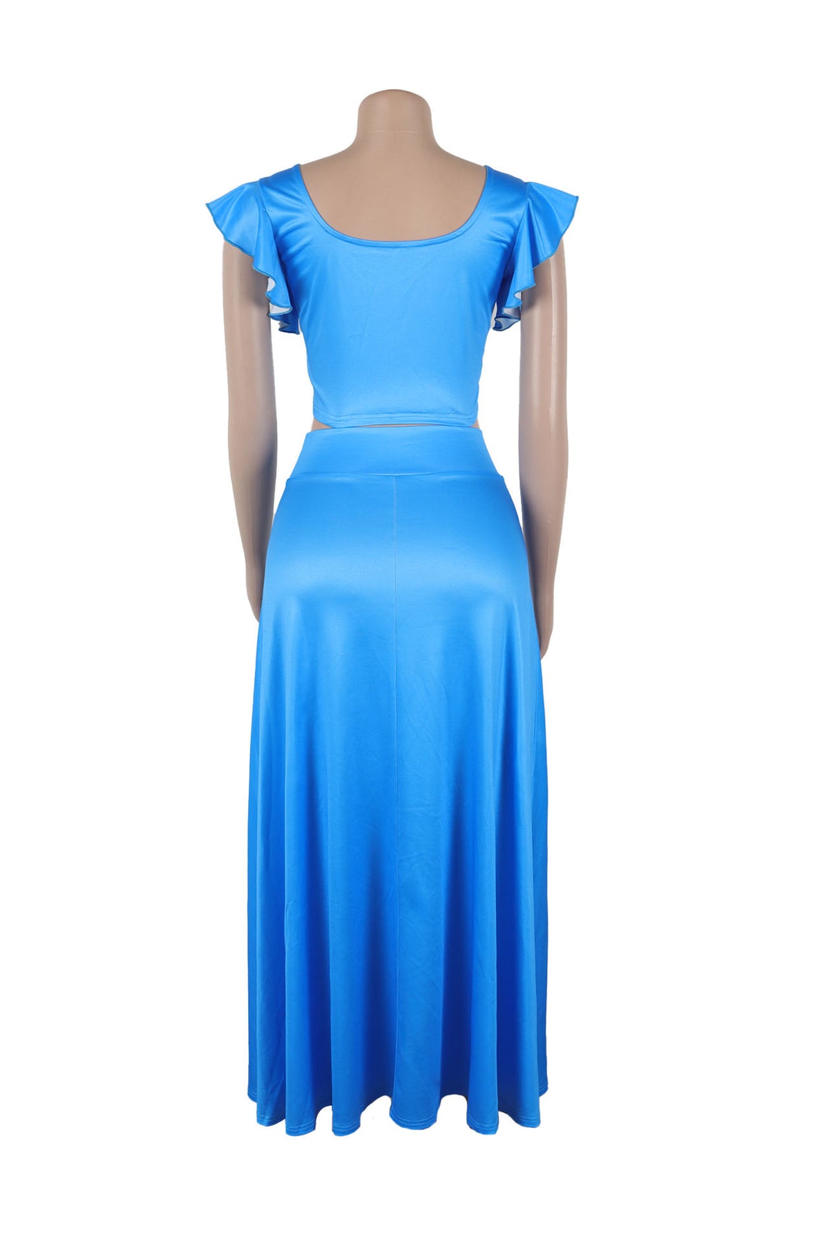 Elastic Solid Color Long Dress Two-Piece Set