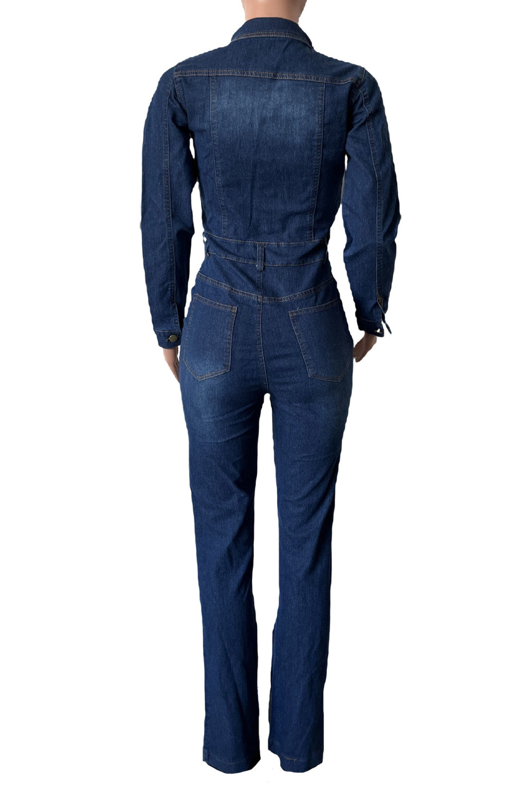 Stretch Washed Denim Jumpsuit
