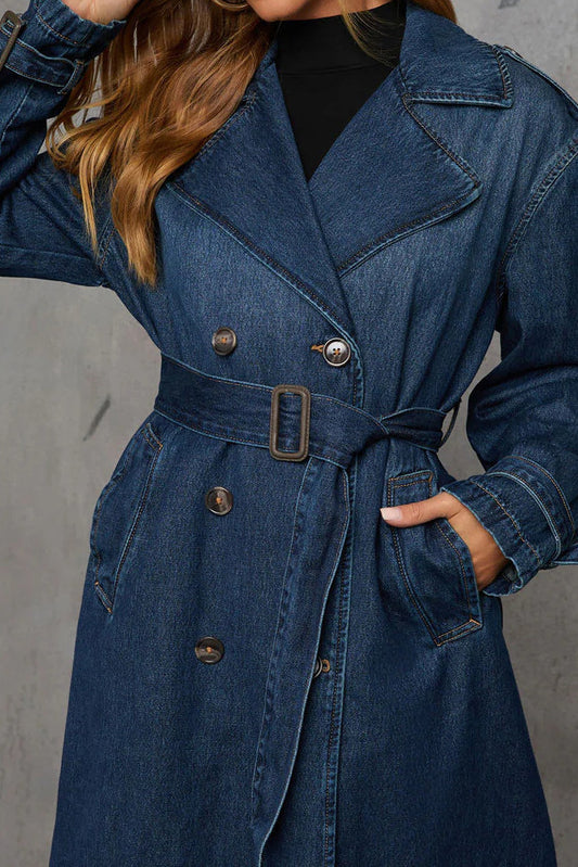 Belted Denim Trench Coat