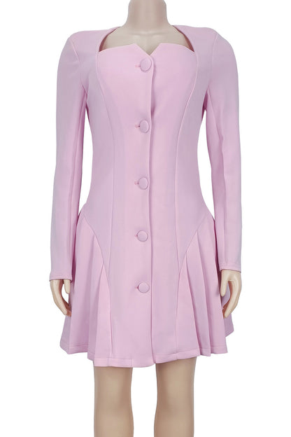 Elegant Deep V Ruffle Long Sleeve Mini Dress