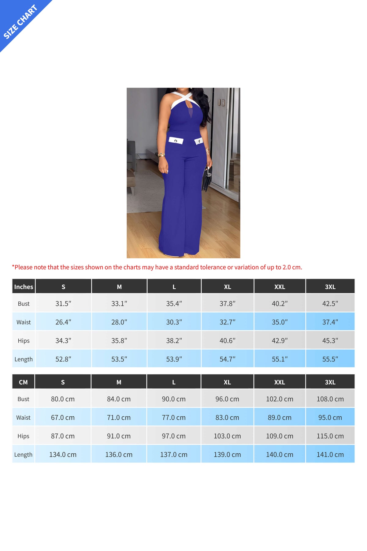 Color Block Cross Strap Wide Leg Jumpsuit