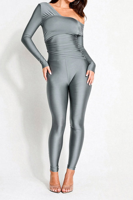Asymmetric Ruched Top & Leggings Set