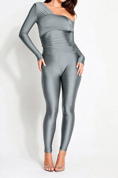 Asymmetric Ruched Top & Leggings Set