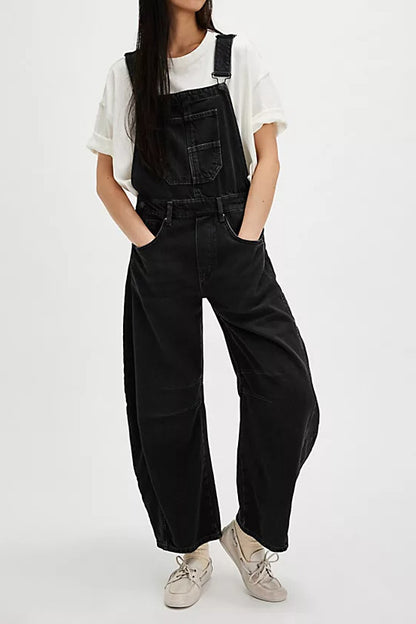 Vintage Washed Loose Fit Overalls Jumpsuit