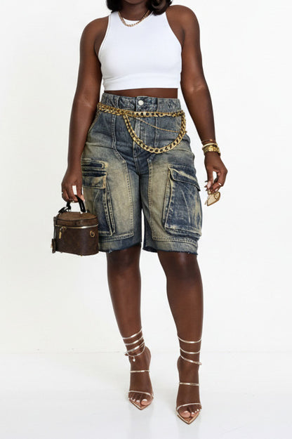 Cargo Denim Shorts