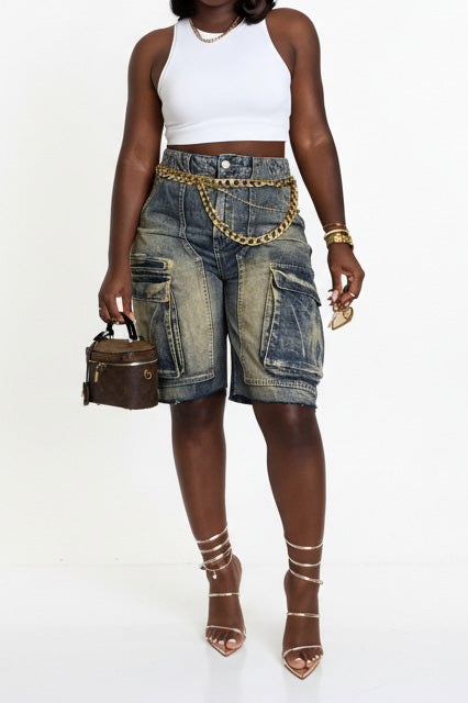 Cargo Denim Shorts