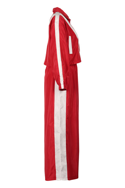 Color-Block Windbreaker & Wide-Leg Set