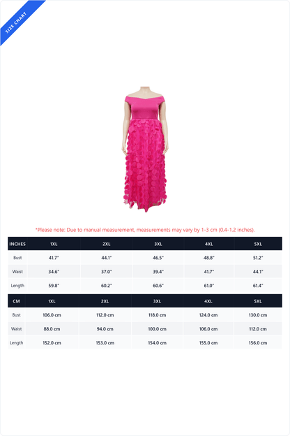 Plus Size Off Shoulder 3D Floral Maxi Dress