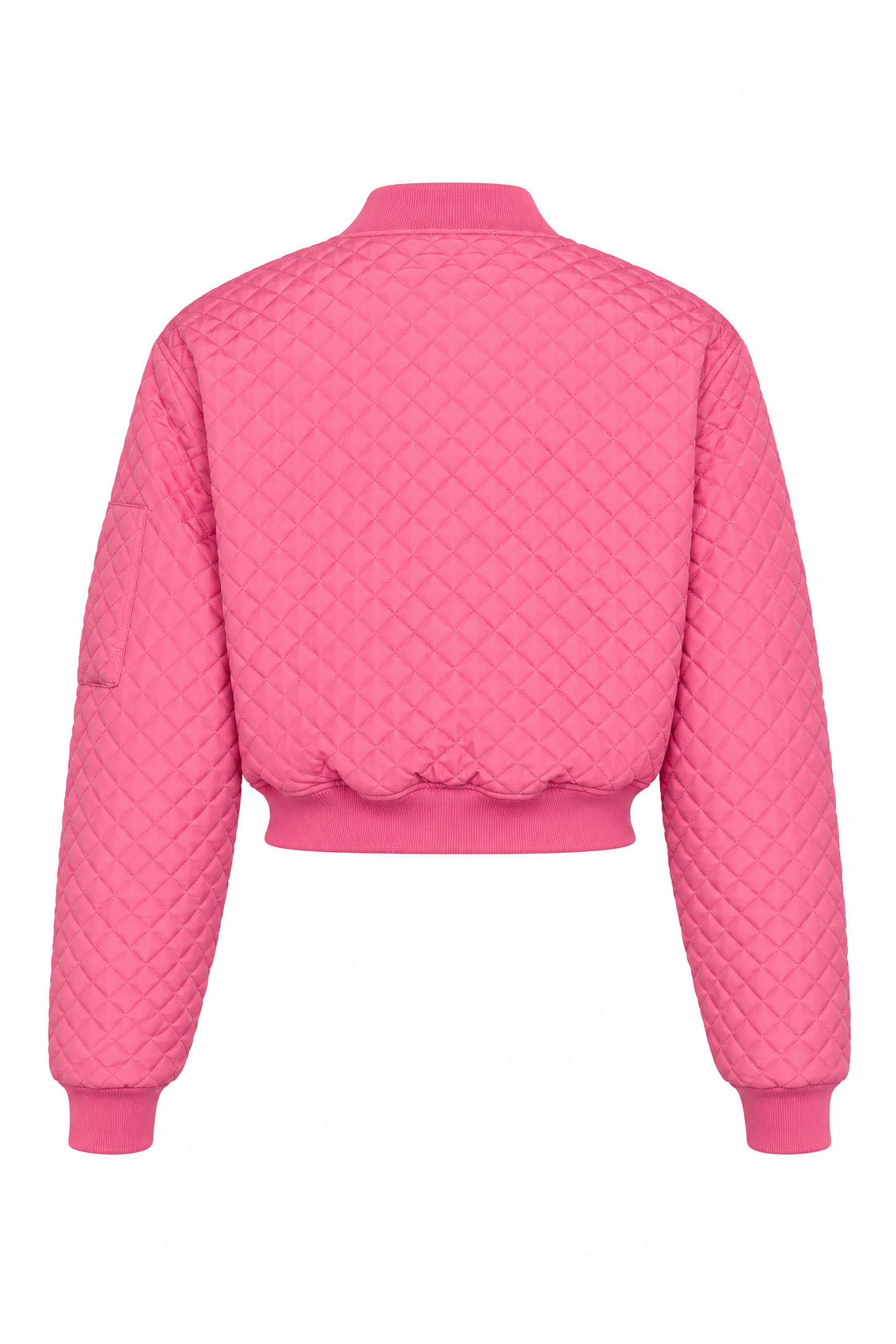 Cropped Diamond-Quilted Bomber Jacket