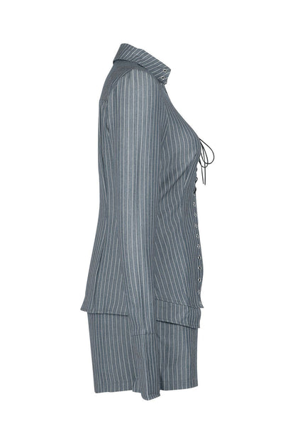 Striped Tie Front Shirt & Shorts Set