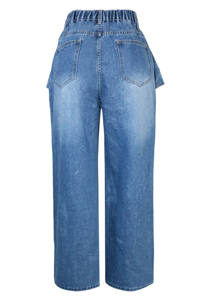 Deconstructed Wide Leg Denim Pants