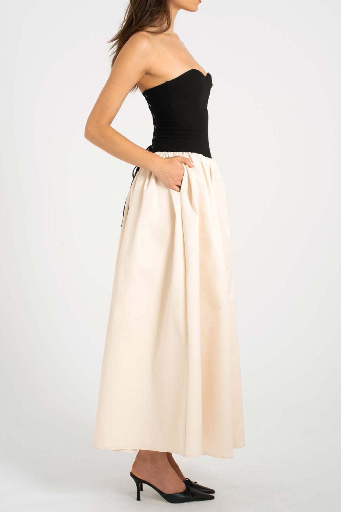 Colorblock Strapless Sleeveless Dress