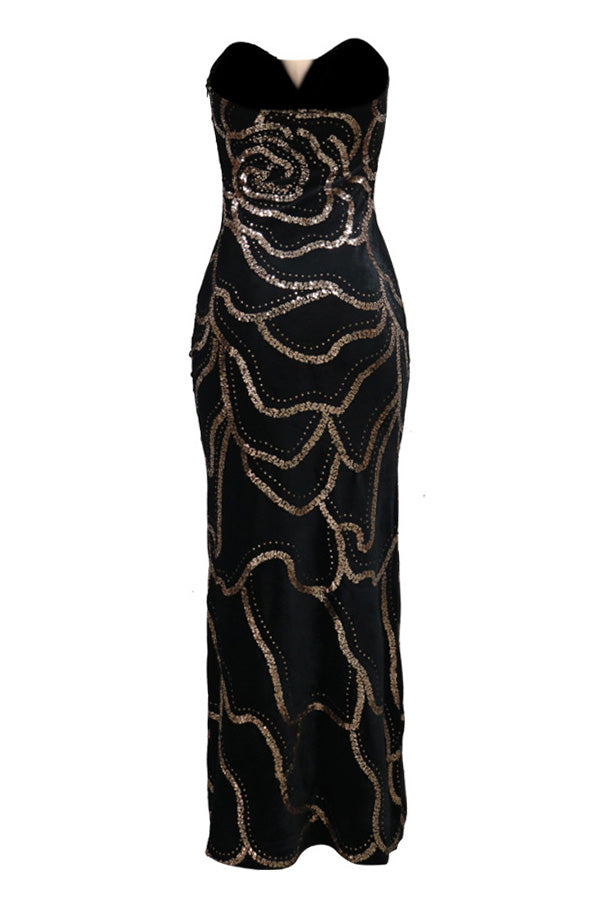 Elegant V-Neck Strapless Evening Gown