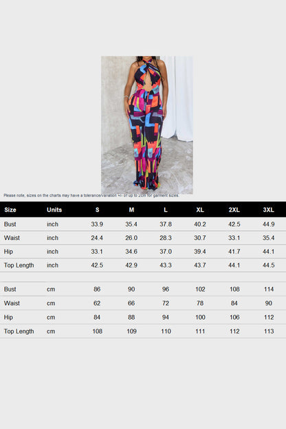 Printed Halter Hollow Out Jumpsuit