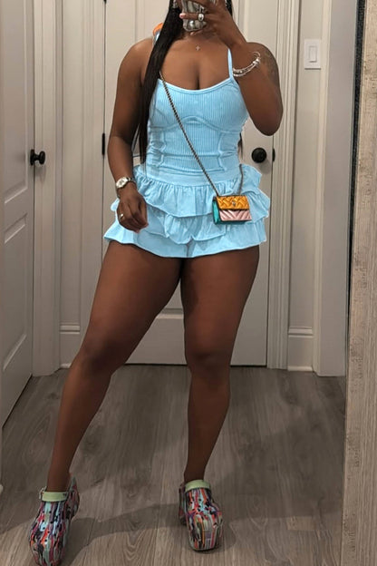 Washed Camisole and Ruffle Skort Set