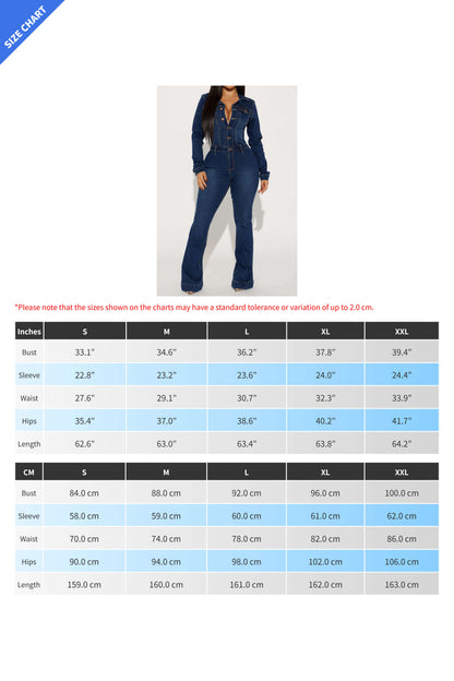 Stretch Washed Denim Jumpsuit