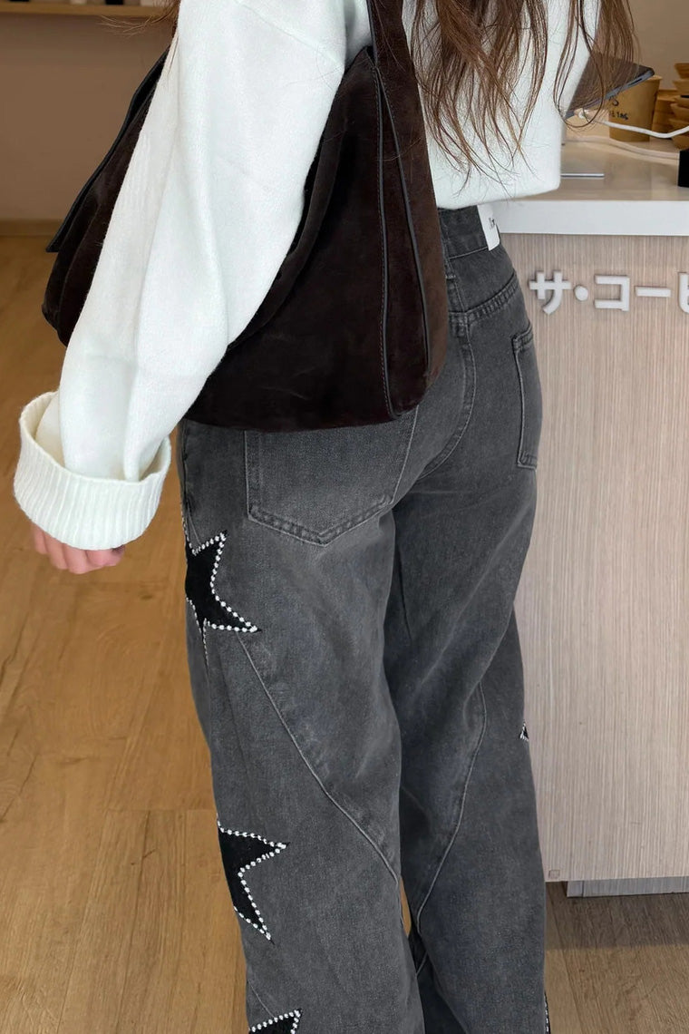 Casual Pocket Wide-Leg Jeans