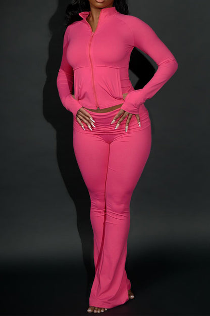 Sculpted Foldover Waist Flare Pants Set