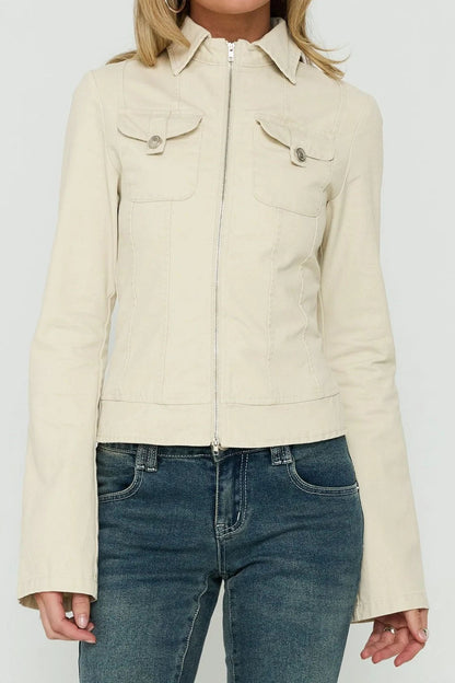 Fitted Zip-Front Utility Jacket
