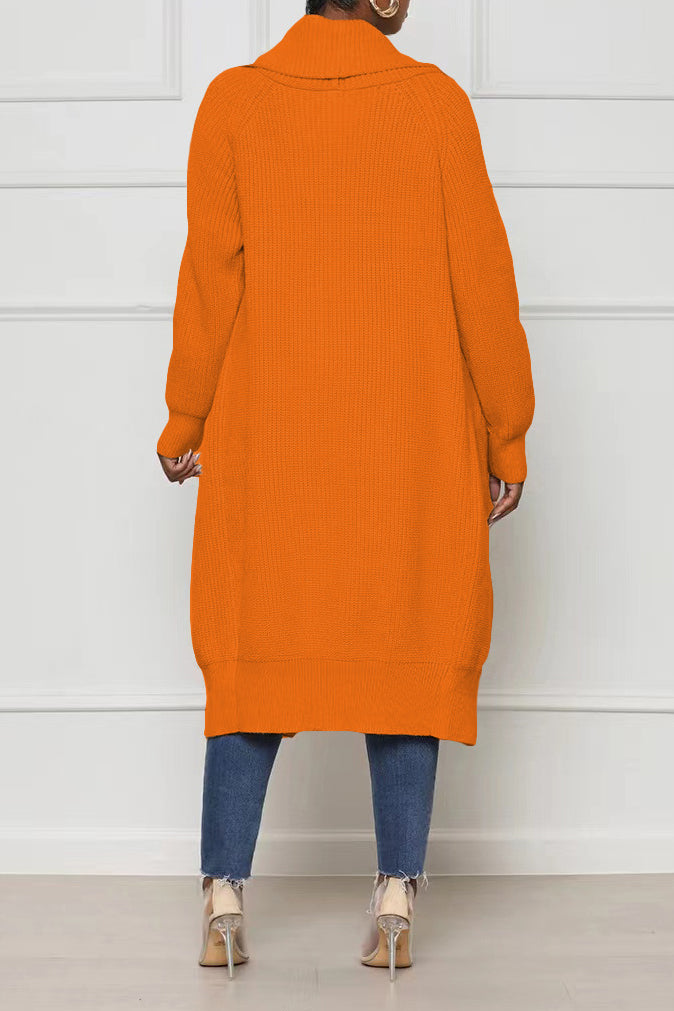 Solid Color Long Knit Cardigans