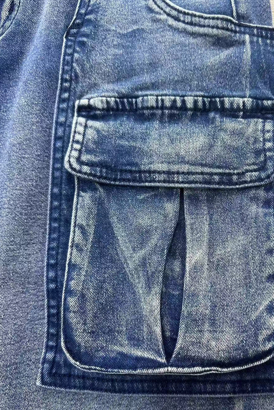 Retro Cargo Denim Shorts