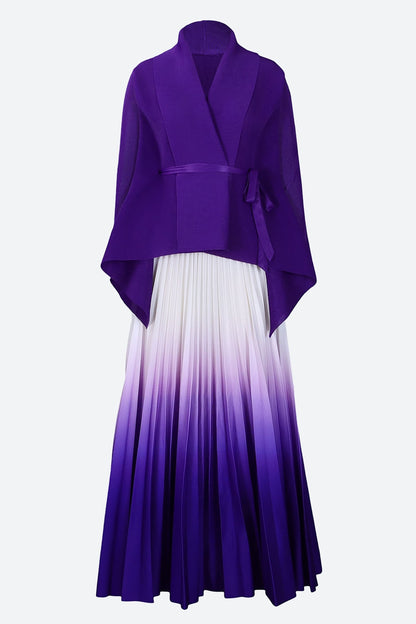 Gradient Batwing Sleeve Top and Skirt Set