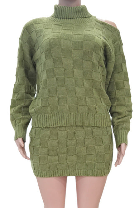 Turtleneck Cutout Sweater & Skirt Set