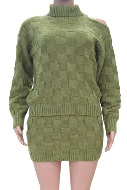 Turtleneck Cutout Sweater & Skirt Set