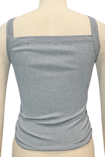 Buckle Moto Strap V-Neck Ribbed Cami Top