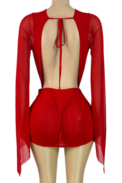 Draped Deep Plunge Mini Dress