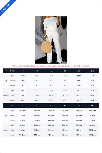 Asymmetrical Top & Wide Leg Pants Set