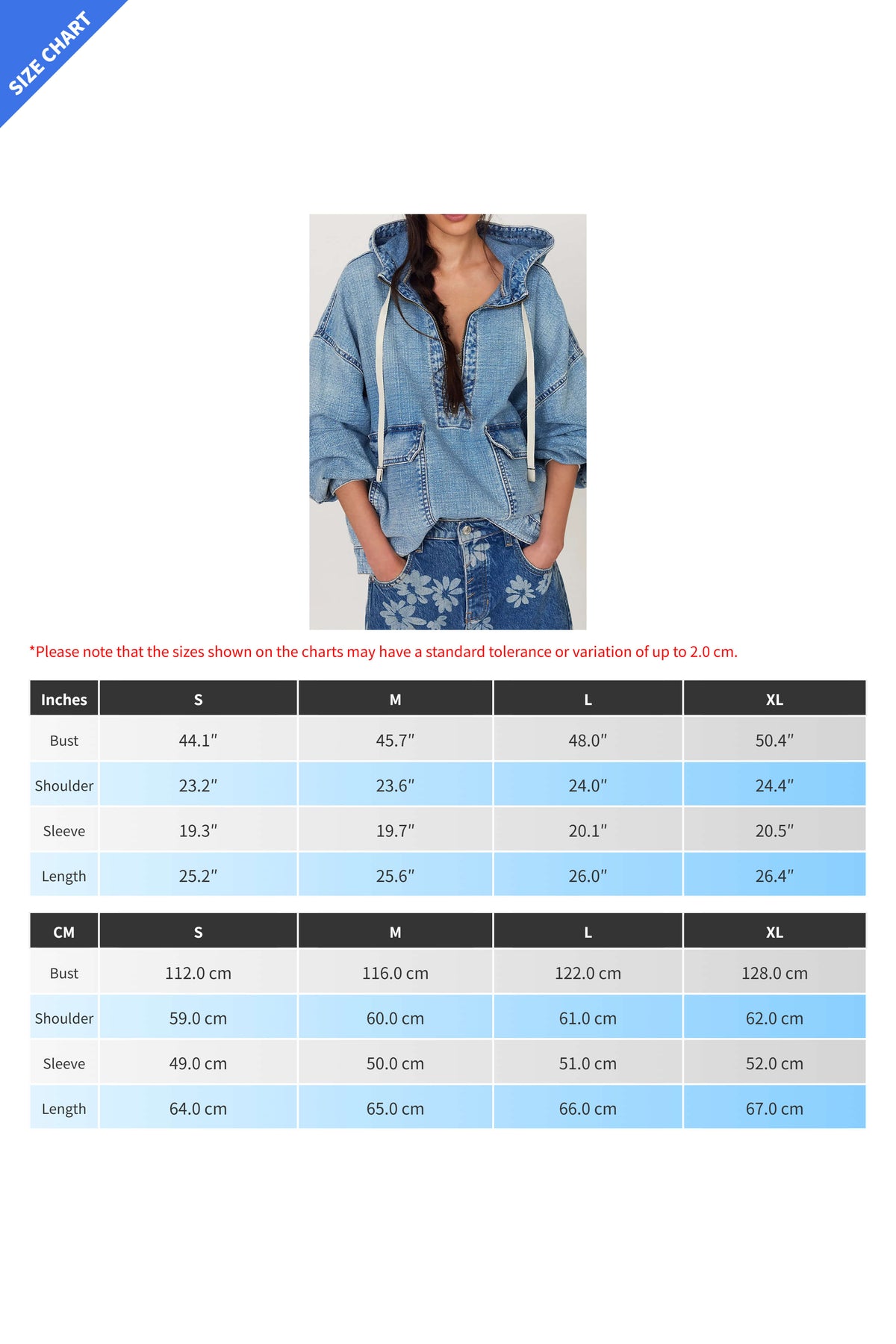 Half Zip Denim Hoodie Pullover Jacket