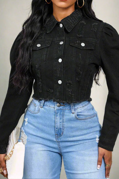 Puff Sleeve Denim Jacket