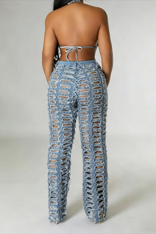 Extreme Shredded Denim Pants