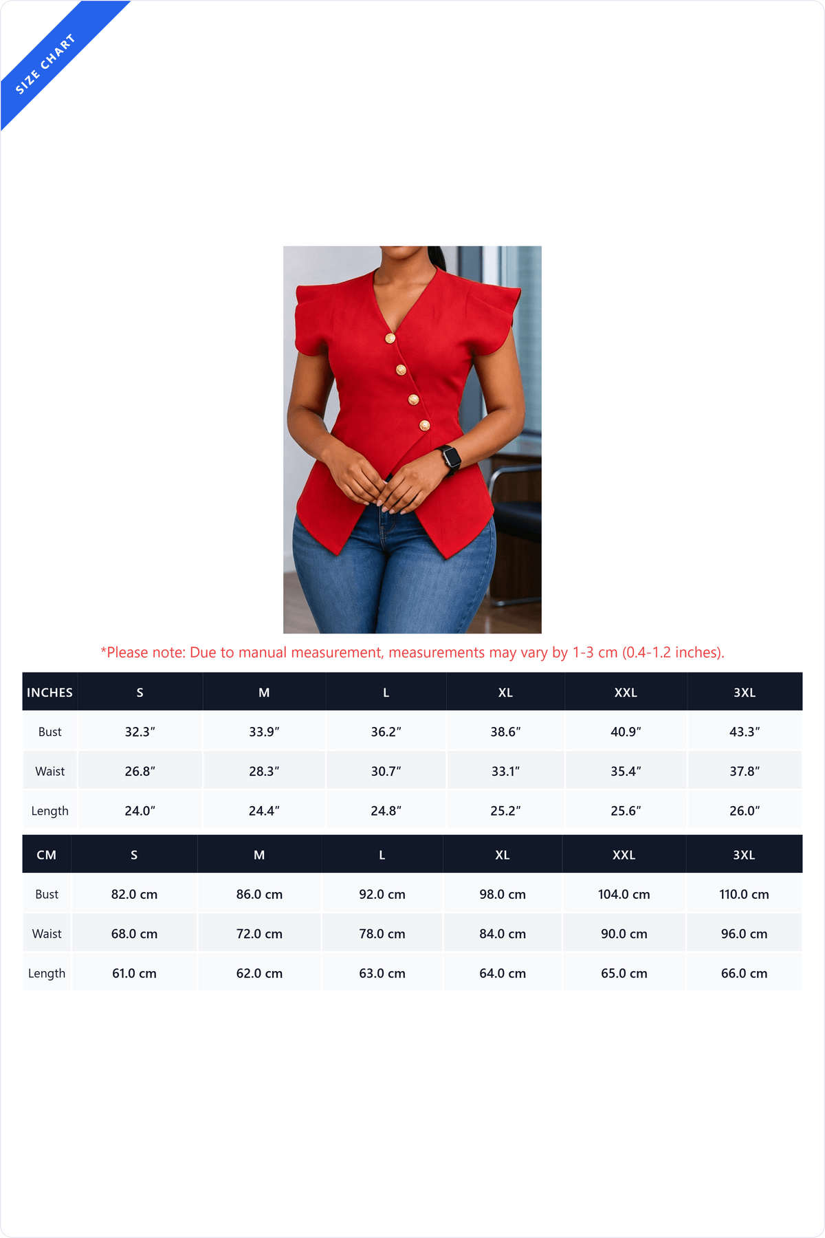 Asymmetrical Button-Front Flutter Sleeve Peplum Top
