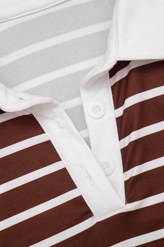 Striped Polo Mini Dress with Bell Sleeves