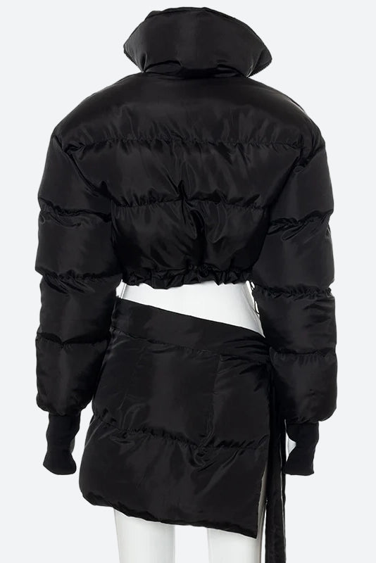 Bubble Parka Coat Mini Skirt Warm Jacket Set
