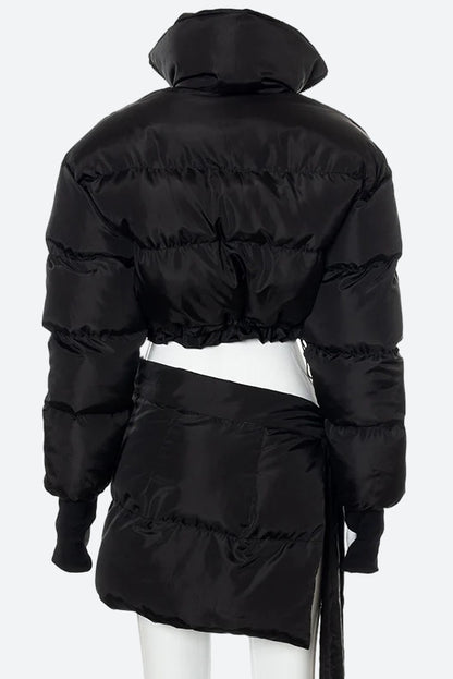 Bubble Parka Coat Mini Skirt Warm Jacket Set