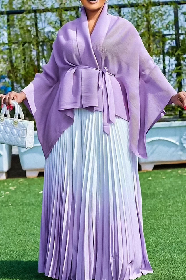 Gradient Batwing Sleeve Top and Skirt Set