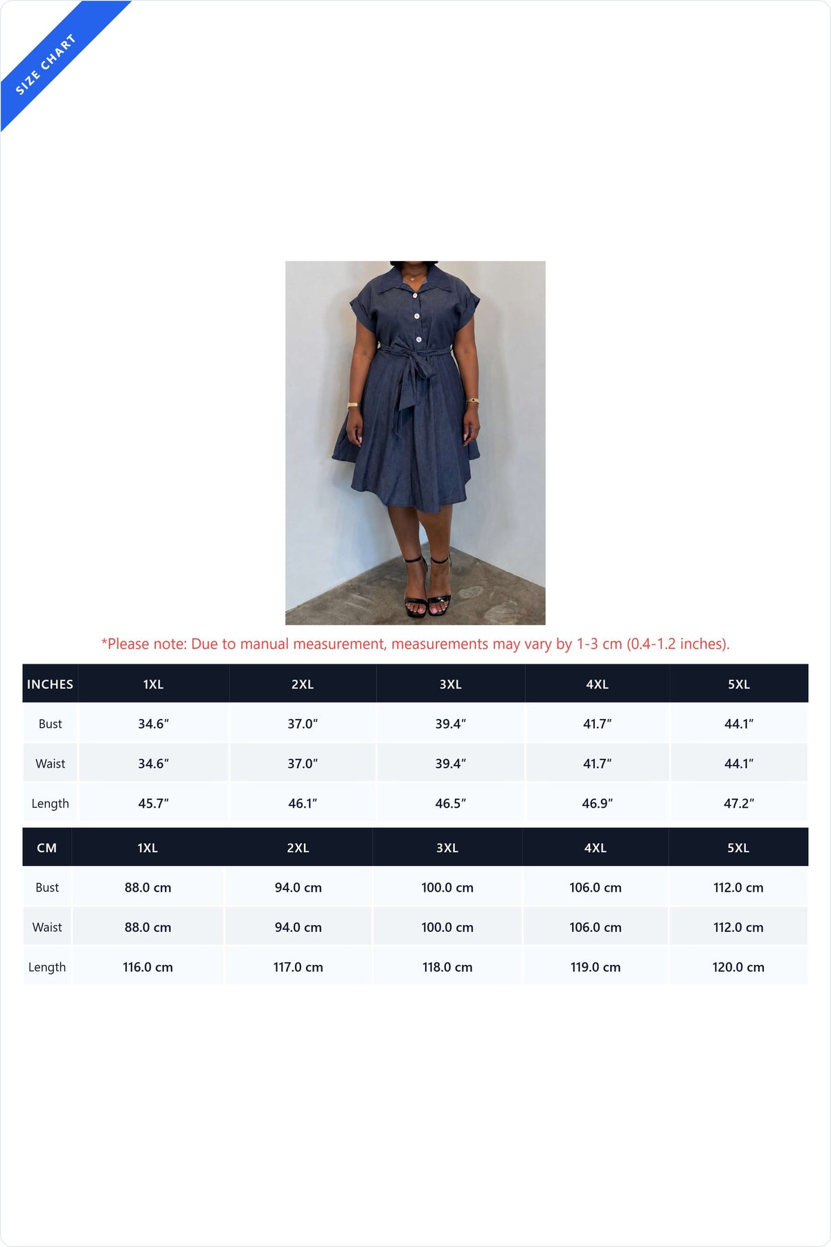 Plus Size Denim Button-Front Tie-Waist Shirt Dress